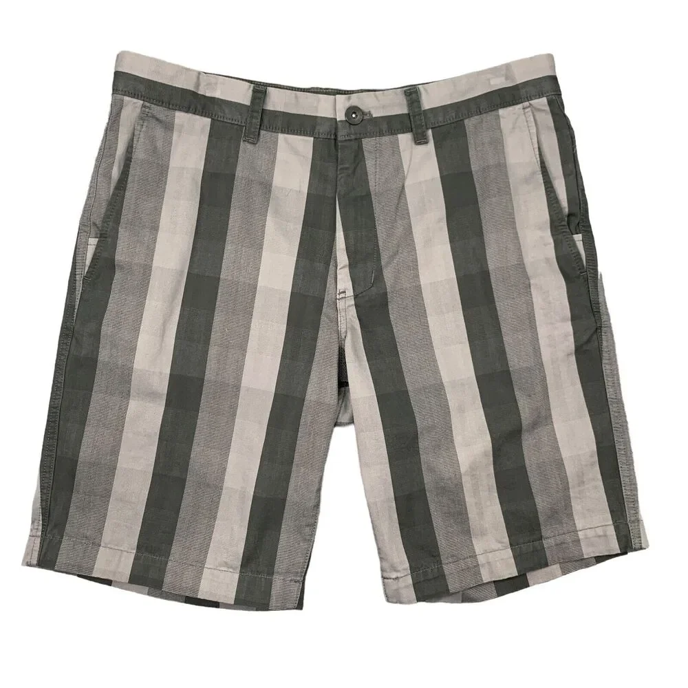 The North Face Narrows Short Mens 34 Gray Striped Stretch Cotton Belt Loops
